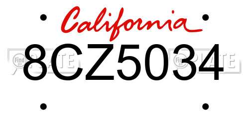 8CZ5034 California License Plate