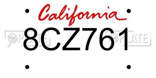 8CZ761 California License Plate