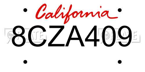 8CZA409 California License Plate