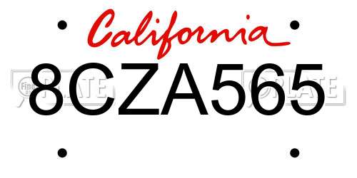8CZA565 California License Plate