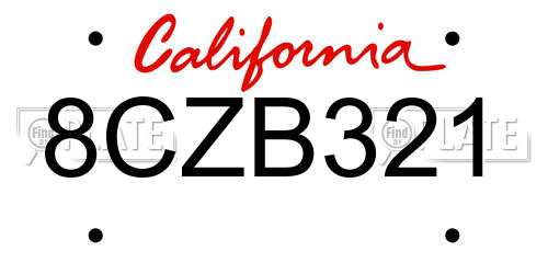 8CZB321 California License Plate