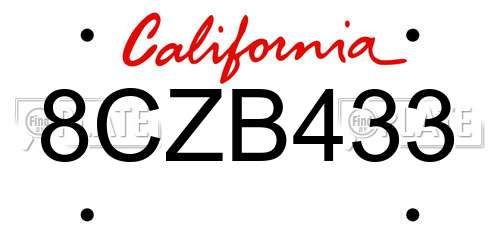 8CZB433 California License Plate