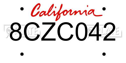 8CZC042 California License Plate
