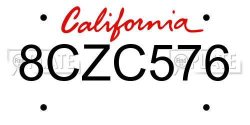 8CZC576 California License Plate