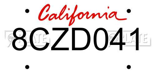8CZD041 California License Plate