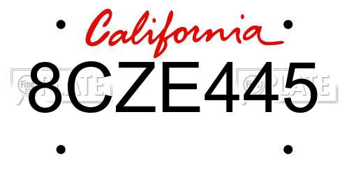 8CZE445 California License Plate