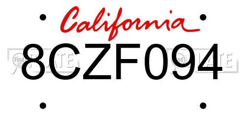 8CZF094 California License Plate