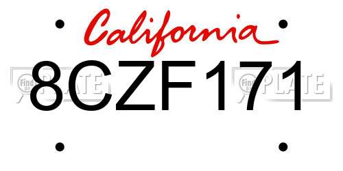 8CZF171 California License Plate