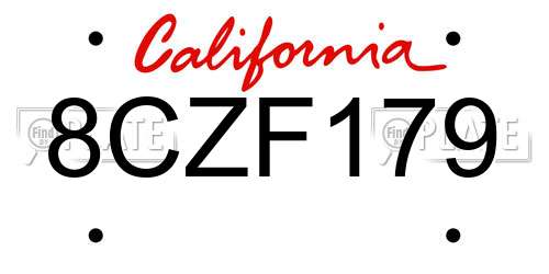 8CZF179 California License Plate