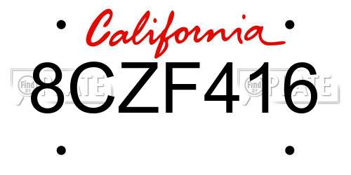 8CZF416 California License Plate