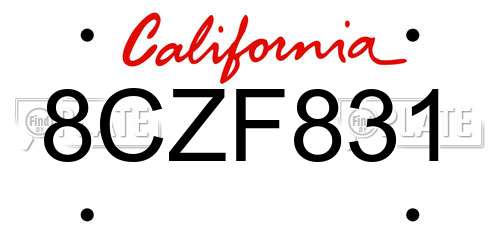 8CZF831 California License Plate