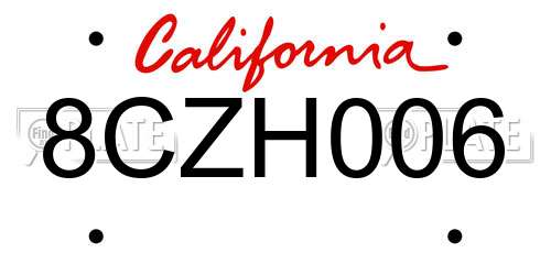 8CZH006 California License Plate
