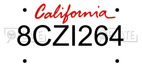 8CZI264 California License Plate