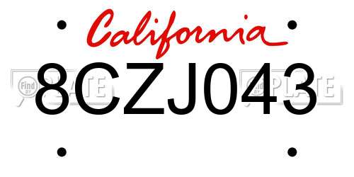8CZJ043 California License Plate