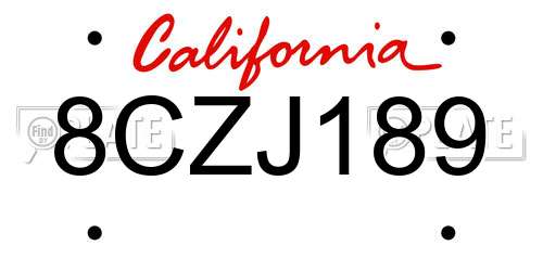8CZJ189 California License Plate
