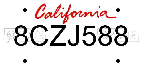 8CZJ588 California License Plate