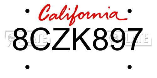 8CZK897 California License Plate