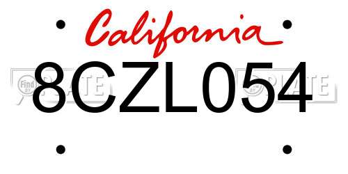 8CZL054 California License Plate