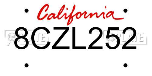 8CZL252 California License Plate