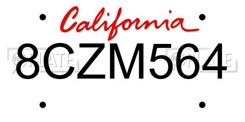 8CZM564 California License Plate