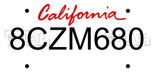 8CZM680 California License Plate
