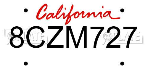 8CZM727 California License Plate