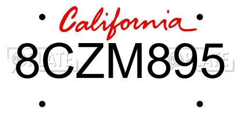 8CZM895 California License Plate