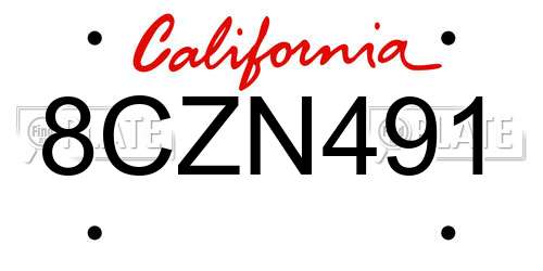 8CZN491 California License Plate