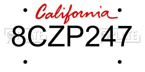 8CZP247 California License Plate
