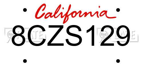 8CZS129 California License Plate