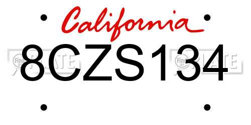 8CZS134 California License Plate
