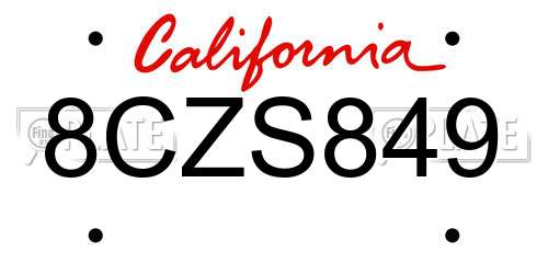 8CZS849 California License Plate