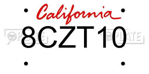 8CZT10 California License Plate