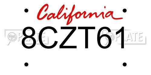 8CZT61 California License Plate
