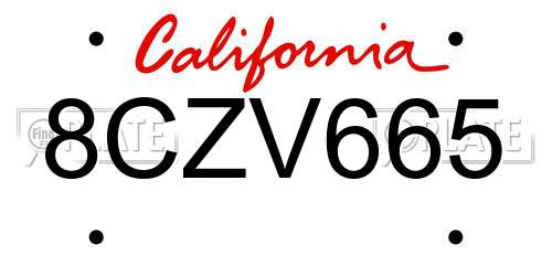 8CZV665 California License Plate