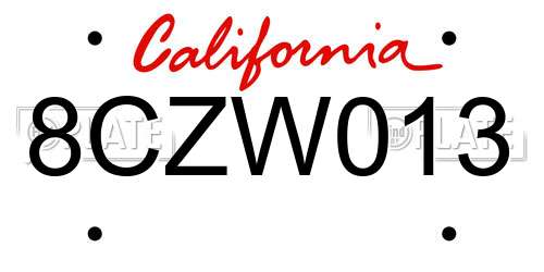 8CZW013 California License Plate