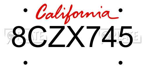 8CZX745 California License Plate