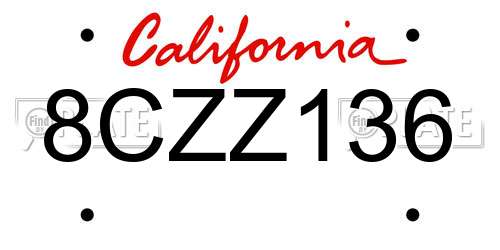 8CZZ136 California License Plate