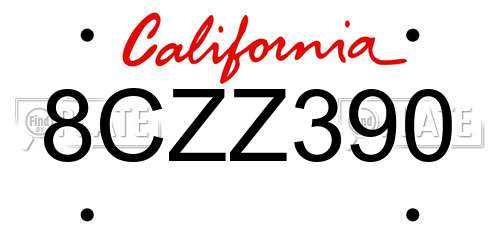 8CZZ390 California License Plate