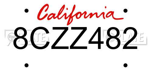 8CZZ482 California License Plate