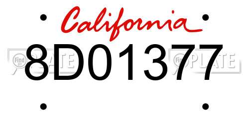 8D01377 California License Plate