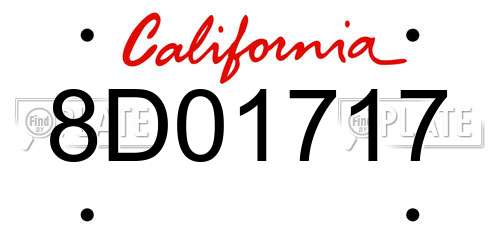 8D01717 California License Plate