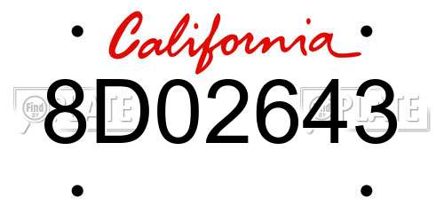 8D02643 California License Plate
