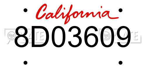 8D03609 California License Plate