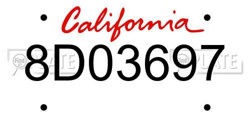 8D03697 California License Plate