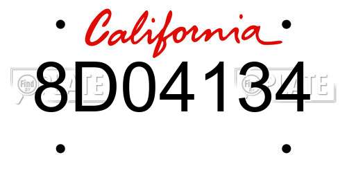 8D04134 California License Plate