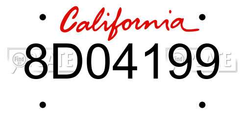 8D04199 California License Plate
