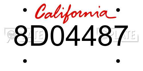 8D04487 California License Plate