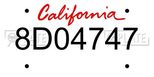 8D04747 California License Plate