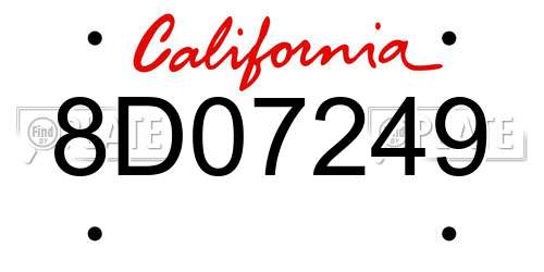 8D07249 California License Plate